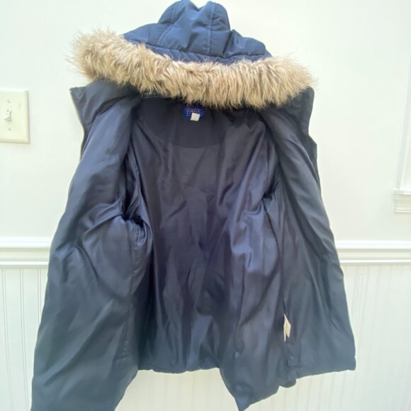 Navy Blue Puffer Jacket Size extra Large with Fur hood Simply Styled by … - Picture 4 of 7